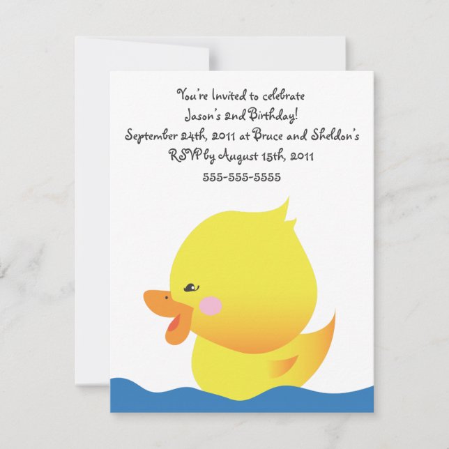 Cute Rubber Ducky Boy Birthday Invitation (Front)