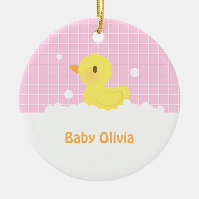 Cute Rubber Ducky in Bath Nursery Decor Ceramic Tree Decoration (Front)