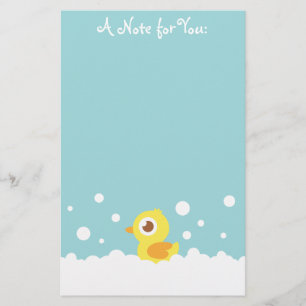 Cute Rubber Ducky in Bubble Bath Stationery