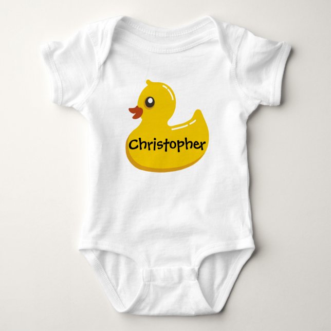 Cute Rubber Ducky Personalised Girl/Boy Baby Bodysuit (Front)