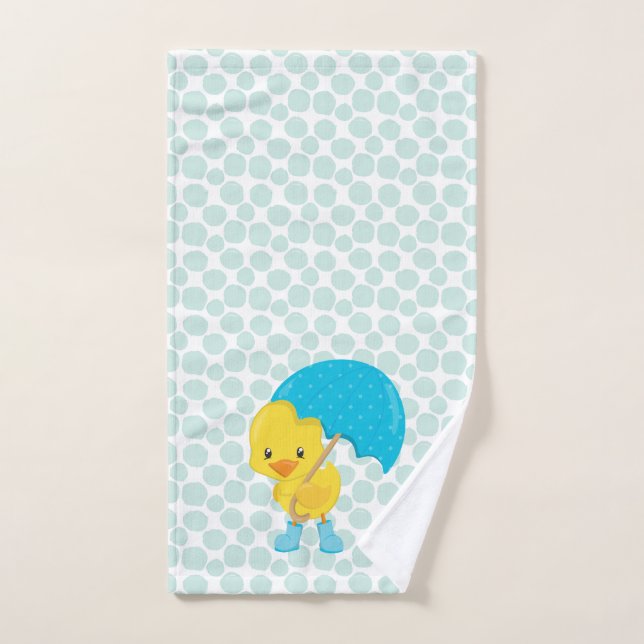 Cute Rubber Ducky with Blue Dots Pattern Hand Towel (Hand Towel)