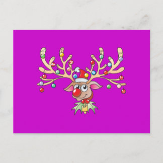 Cute Rudolf Reindeer with Christmas Lights Invites