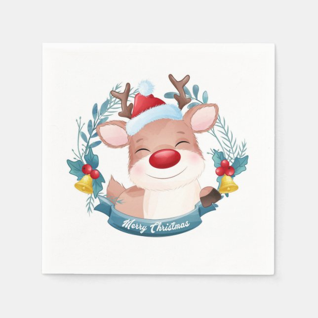 Cute Rudolph Napkin (Front)