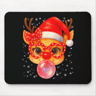 Cute Rudolph Red Nose Bubble Gum Christmas Xmas Gi Mouse Pad
