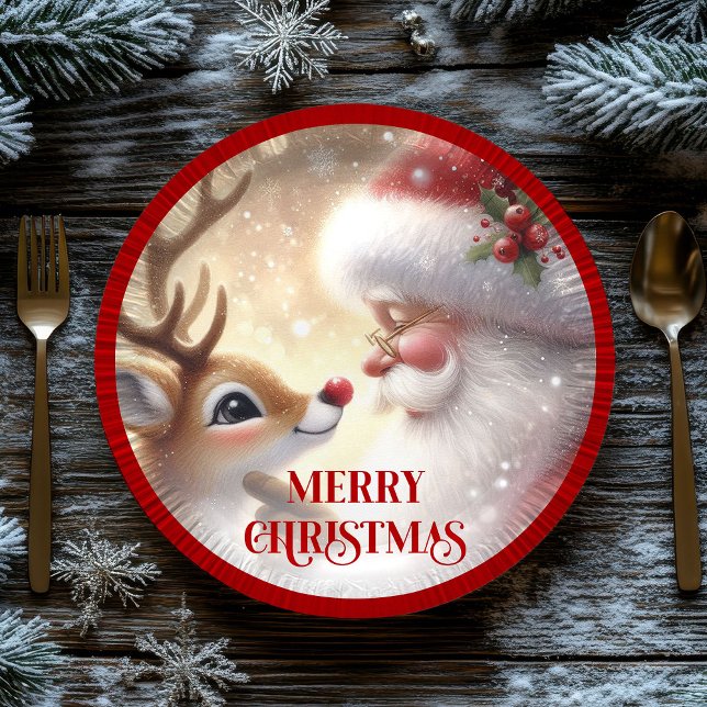Cute Rudolph Red Nose Cartoon Christmas Paper Plat Paper Plate (Cute Rudolph Red Nose Cartoon Christmas Paper Plates

)