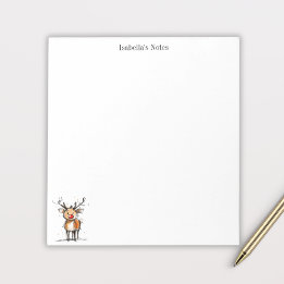 Cute Rudolph Reindeer Christmas Illustration Notepad