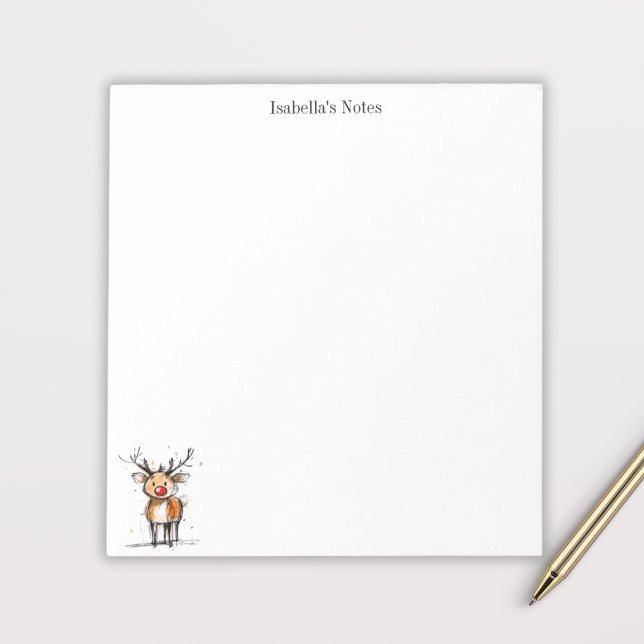 Cute Rudolph Reindeer Christmas Illustration Notepad (Creator Uploaded)