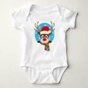 Cute Rudolph The Red Nose Reindeer Baby Bodysuit