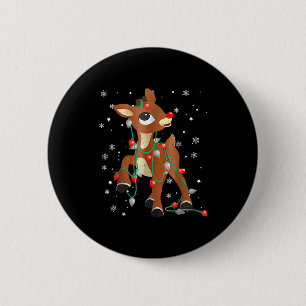 Cute Rudolph The Red Nose Reindeer For Kids Christ 6 Cm Round Badge