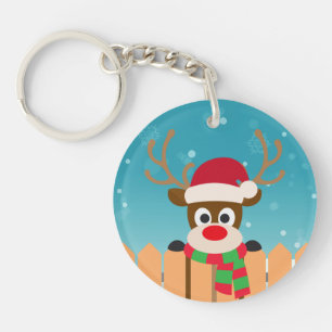 Cute Rudolph The Red Nose Reindeer Keychain