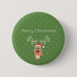 Cute Rudolph the red nosed reindeer cartoon 6 Cm Round Badge