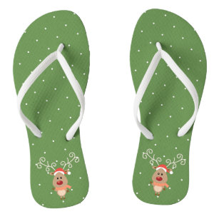 Cute Rudolph the red nosed reindeer cartoon Jandals