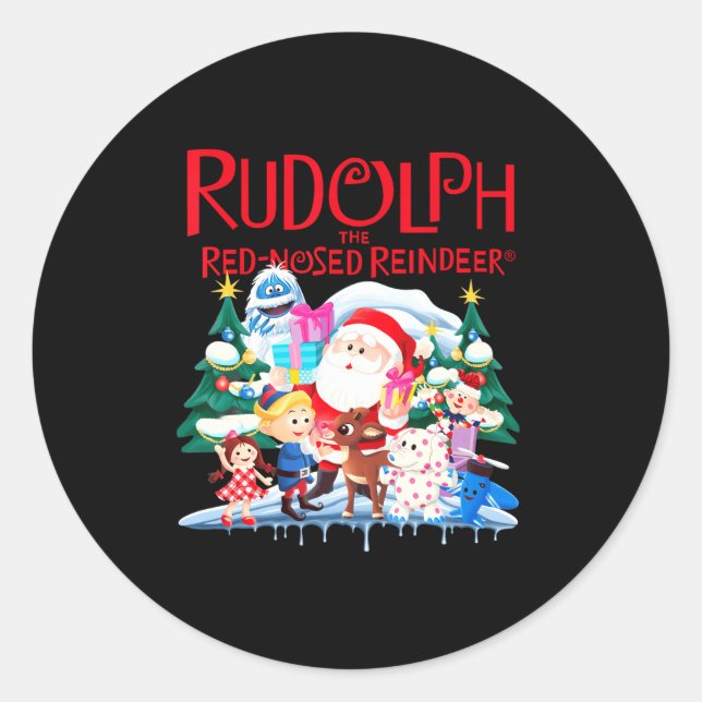 Cute Rudolph The Red Nosed Reindeer Christmas Spec Classic Round Sticker (Front)