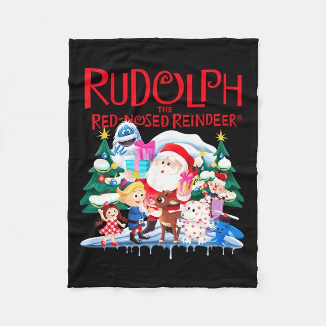 Cute Rudolph The Red Nosed Reindeer Christmas Spec Fleece Blanket (Front)