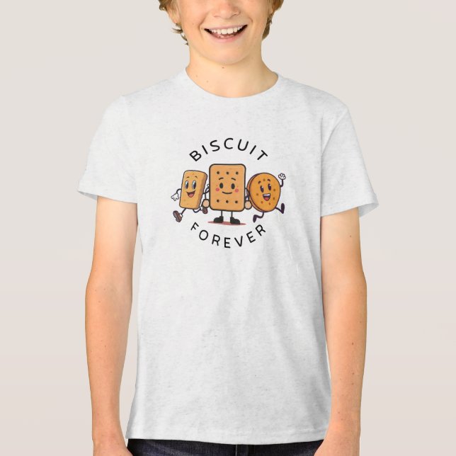 ​Cute Running Biscuits & Crackers Friends Kids' T Tri-Blend Shirt (Front)
