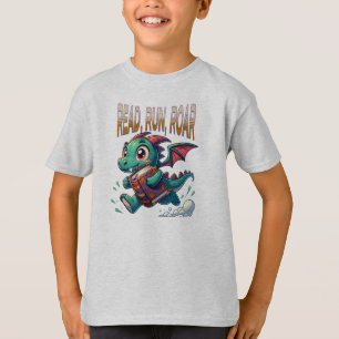 Cute running Book Dragon T-Shirt