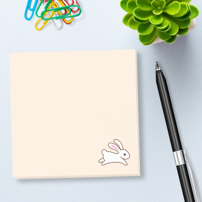Cute Running Bunny Rabbit Beige Post-it Notes (Creator Uploaded)