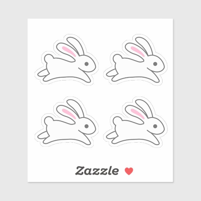 Cute Running Bunny Rabbit Set of 4 Sticker (Sheet)