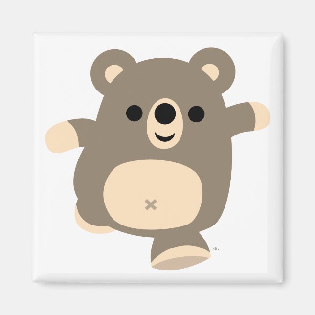 Cute Running Cartoon Bear magnet (Front)