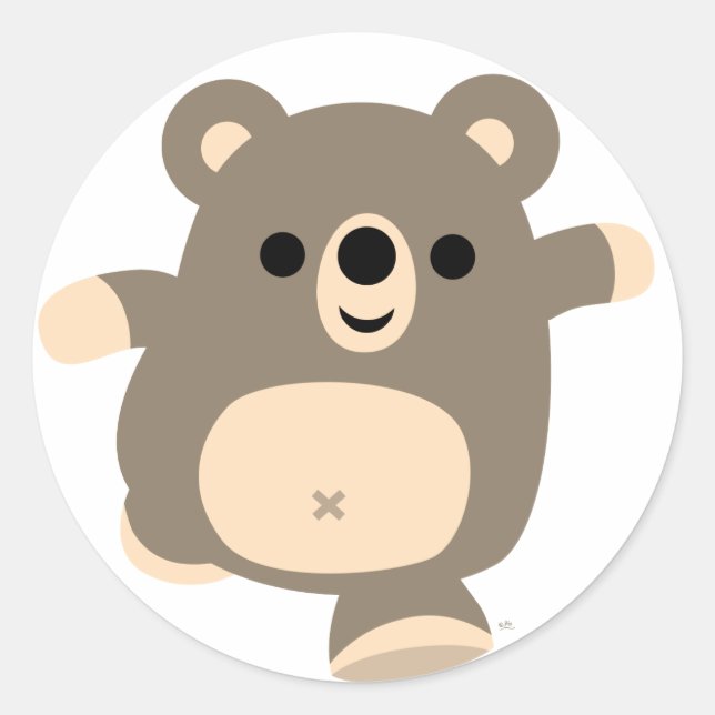 Cute Running Cartoon Bear sticker (Front)