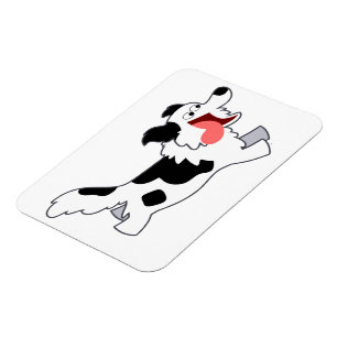 Cute Running Cartoon Border Collie Flexible Magnet