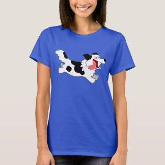 Cute Running Cartoon Border Collie Women T-Shirt