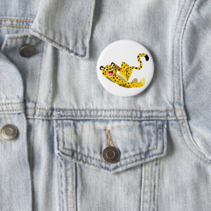 Cute Running Cartoon Cheetah 6 Cm Round Badge