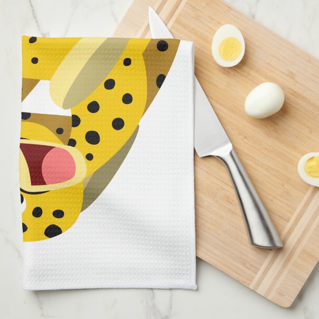 Cute Running Cartoon Cheetah Tea Towel (Quarter Fold)