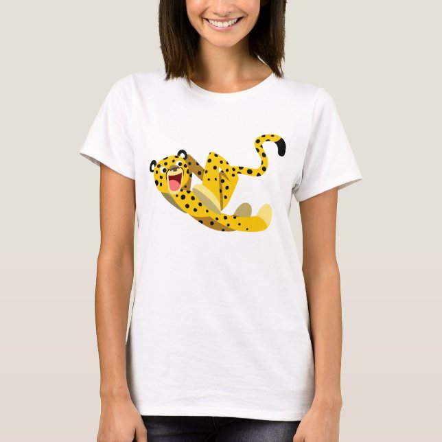 Cute Running Cartoon Cheetah Women T-Shirt (Front)