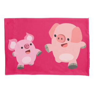 Cute Running Cartoon Pigs Pillowcase