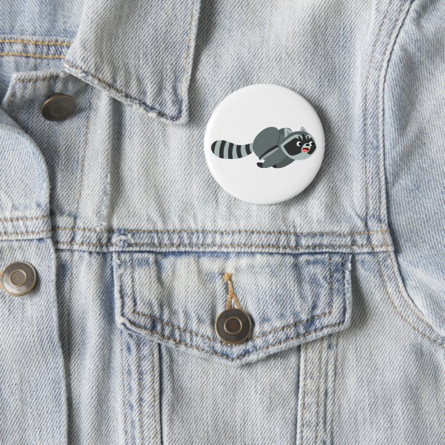 Cute Running Cartoon Racoon 6 Cm Round Badge (In Situ)
