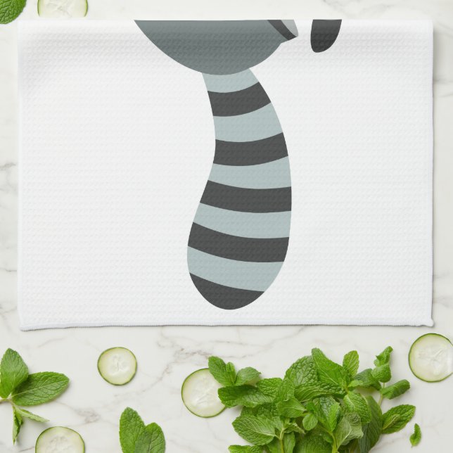 Cute Running Cartoon Racoon Tea Towel (Folded)