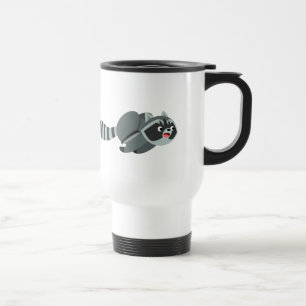 Cute Running Cartoon Racoon Travel Mug