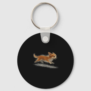 Cute running dog funny chihuahua running art meme  key ring