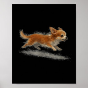 Cute running dog funny chihuahua running art meme  poster