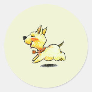 Cute Running Dog Illustration for Dog Lovers Classic Round Sticker