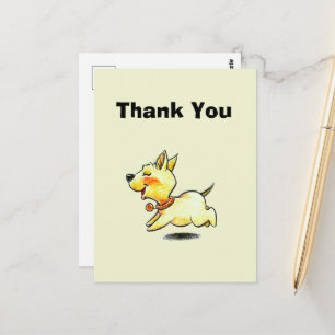 Cute Running Dog Illustration Thank You Postcard