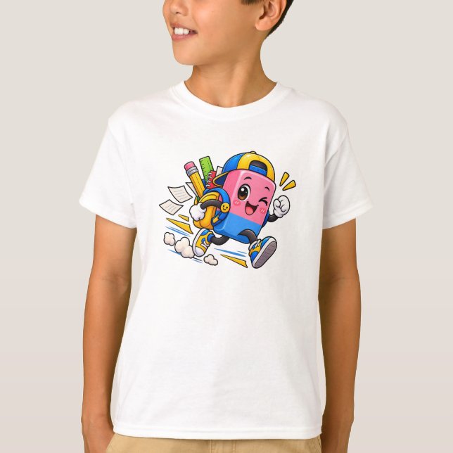 Cute Running Eraser Backpack - funny kids  T-Shirt (Front)