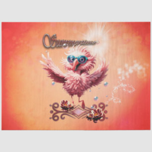 Cute running flamingo welcoming the summertime tissue paper