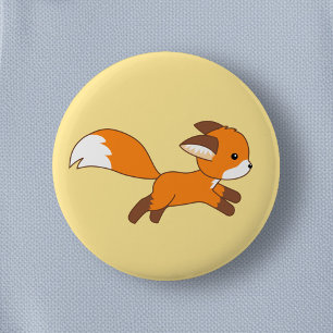 Cute Running Fox 6 Cm Round Badge