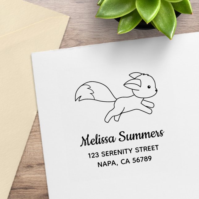 Cute Running Fox Address Rubber Stamp (Creator Uploaded)