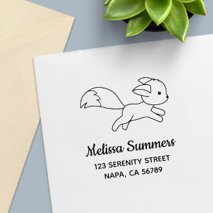 Cute Running Fox Address Self-inking Stamp