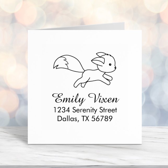 Cute Running Fox Address Self-inking Stamp (Creator Uploaded)