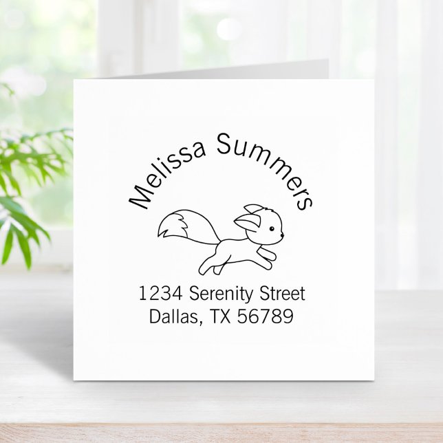 Cute Running Fox Arch Address Rubber Stamp (Creator Uploaded)