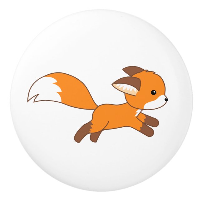 Cute Running Fox Ceramic Knob (Front)