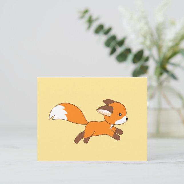 Cute Running Fox Postcard (Standing Front)
