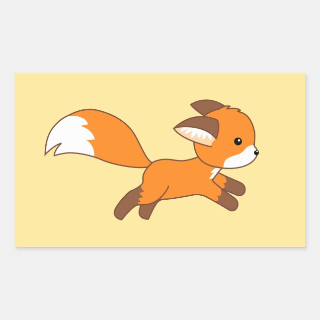 Cute Running Fox Rectangular Sticker (Front)