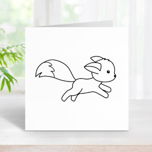 Cute Running Fox Rubber Stamp