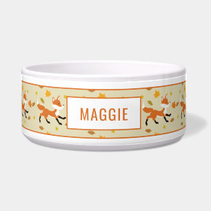 Cute Running Fox With Autumn Leaves & Name