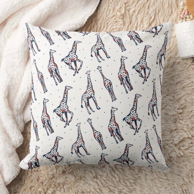 Cute Running Giraffe Safari Pattern Cushion (Blanket)